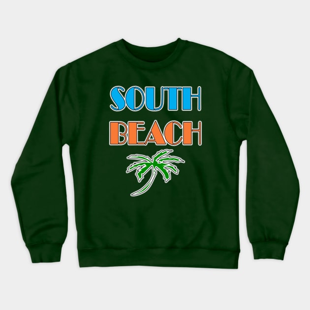 South Beach Palm Tree by Basement Mastermind Crewneck Sweatshirt by BasementMaster